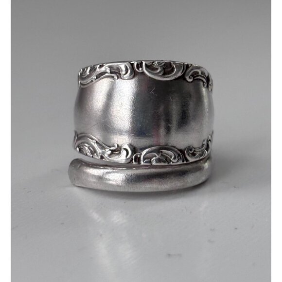 Handmade Wrap spoon ring size 6.5 antique Rogers Bros Savoy pattern spoon - Picture 5 of 6